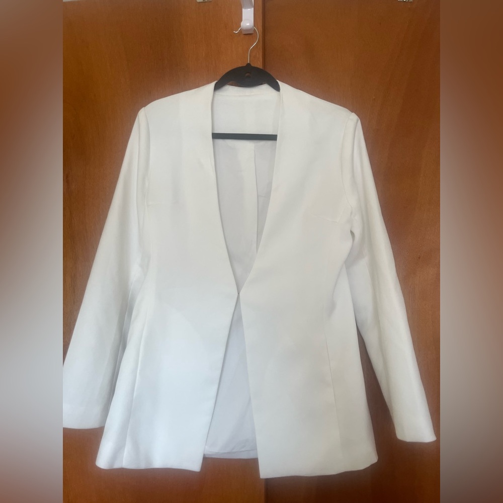 Women’s White Open-Front Blazer Jacket
